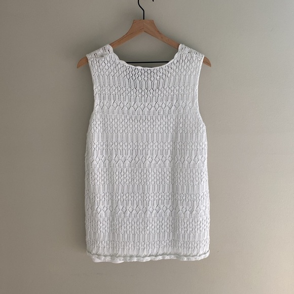 Axcess white knit boho sleeveless v-neck top size 3 - Picture 7 of 7